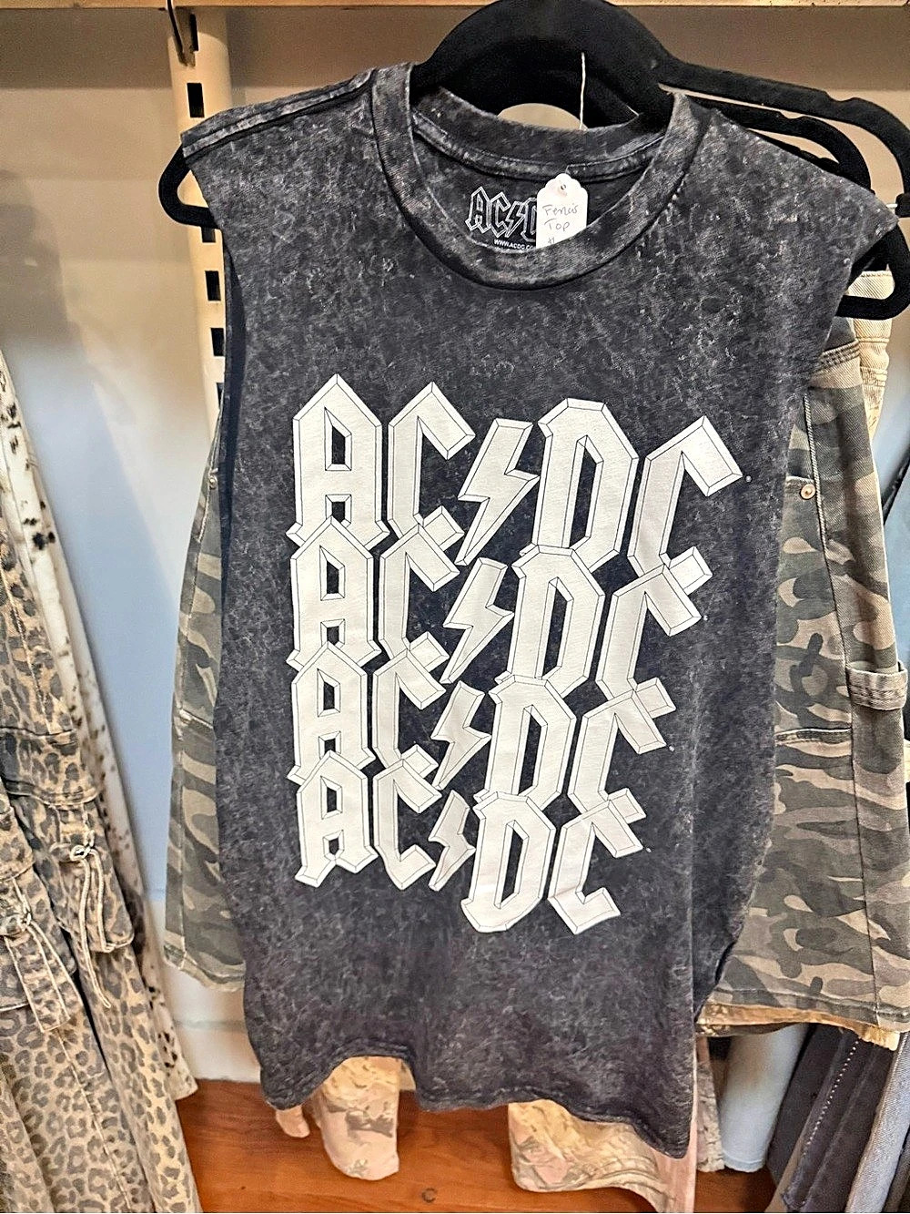AC/DC Graphic Muscle Tee Dress/Shirt in Black